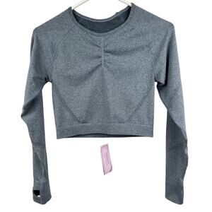 Amelia Amplify Scrunch Long Sleeve Top Women’s Sz M Gray Thumbholes Stretch NWT